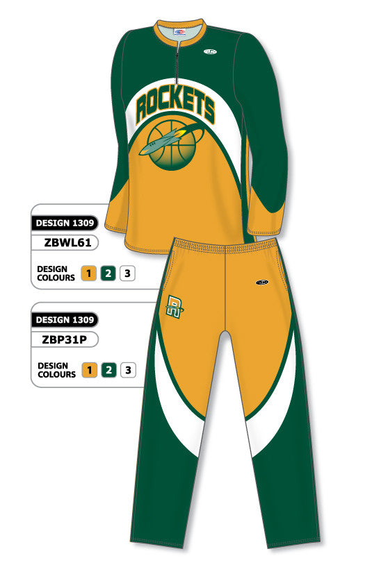 Athletic Knit Sublimated Long Sleeve Basketball Warm Up Set Design 1309 (ZBWLS61-1309)